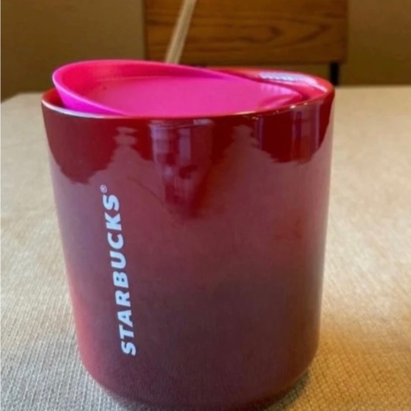 ❌GIFT❌ Starbucks Red Ombre Ceramic Stainless Insulted Short Cup Tumbler 12oz New - Picture 3 of 10